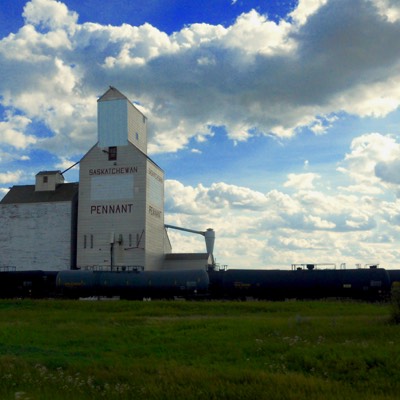 There was a time when there were hundreds of grain elevators like this across the prairie. Farmers brought the grain to the train. 